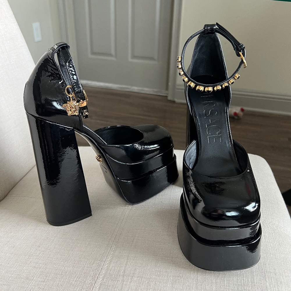Versace Black Platform Heels